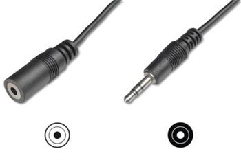 Digitus Audio prodlužovací kabel, stereo 3,5 mm 5,00 m, CCS, 2x0,10 / 10, stíněný, M / F, černý