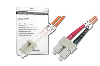 DIGITUS Fiber Optic Patch Cord, LC to SC, Multimode 50/125 µ, Duplex Length 1m OM2