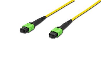 Digitus Fiber Optic Patchcord, MPO to MPO, Female OS2, Singlemode 09/125 µ, 15m, Method A Jacket: yellow, Housing: green
