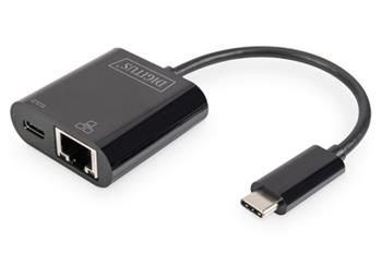 DIGITUS Gigabitový ethernetový adaptér USB typu C + PD s funkcí napájení