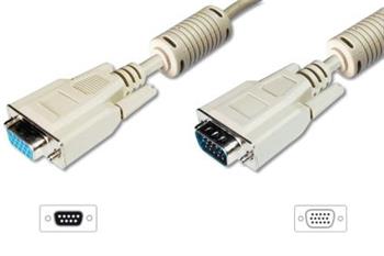 Digitus Prodlužovací kabel monitoru VGA, HD15 M / F, 15 m, 3Coax / 7C, 2xferit, be