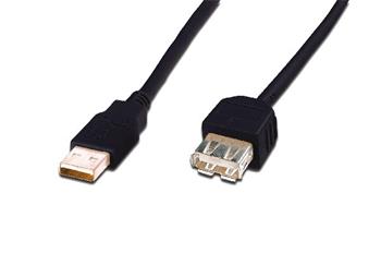 Digitus USB kabel prodlužovací A-A, 2xstíněný, měď, 3m, černý