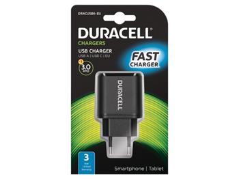 Duracell 3.0A sdílená síťová USB nabíječka typu C a A, černá
