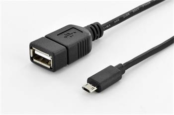 Ednet Kabelový adaptér USB 2.0, OTG, typ micro B - A M / F, 0,3 m, vysokorychlostní, micro B