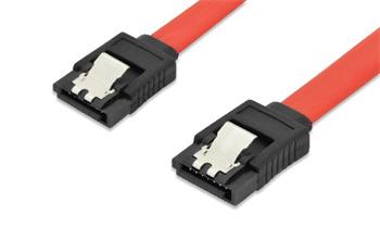 Ednet Připojovací kabel SATA, typ L, západka F / F, 0,3 m, přímý, SATA II / III, re