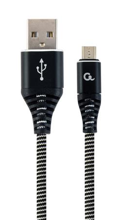 GEMBIRD CABLEXPERT Kabel USB 2.0 AM na MicroUSB (AM/BM), 2m, opletený, černo-bílý, blister, PREMIUM QUALITY