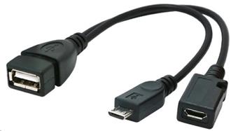 GEMBIRD CABLEXPERT Kabel USB AF/micro BM + micro BF, OTG + dobíjení, 15cm, pro tablety a smartphone