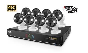 iGET HOMEGUARD HGNVK164908 - Ultra HD 4K systém s PoE napájením, 16-kanálové NVR + 8x HGNVK936CAM 4K kamera