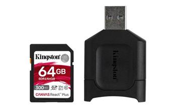 KINGSTON 64GB SDHC Canvas React Plus SD Kit karta + čtečka