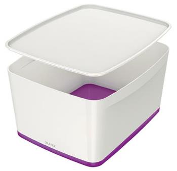 LEITZ Úložný box s víkem MyBox, velikost L, bílá/fialová