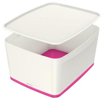 LEITZ Úložný box s víkem MyBox, velikost L, bílá/růžová