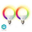 Nedis WIFILC21WTE27 - Wi-Fi Chytrá LED Žárovka | E27 | A60| 6 W | 470 lm | RGB / Teplá Bílá 2ks