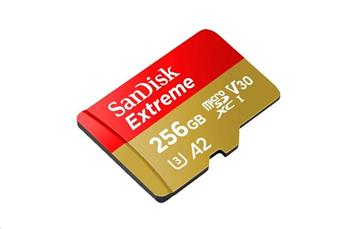 SanDisk Extreme microSDXC 256GB - 160MB/s R/90MB/s W, A2 C10 V30 UHS-I, Adapter