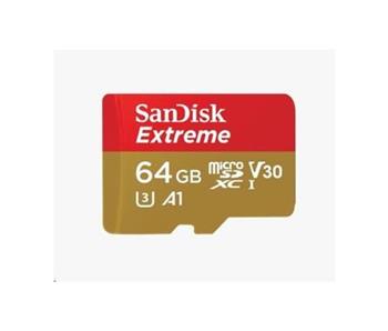 SanDisk Extreme microSDXC 64GB - 100MB/s R/60MB/s W, C10 U3 V30 UHS-I, Adapter