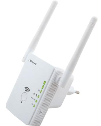 STRONG unverzální opakovač 300/ Wi-Fi standard 802.11n/ 300 Mbit/s/ 2,4GHz/ 2x LAN/ bílý