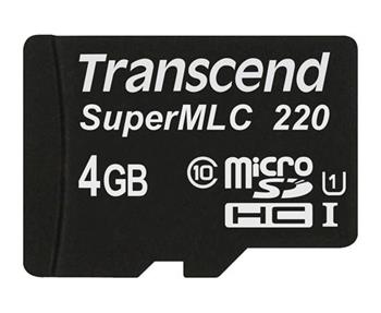 Transcend 4GB microSDHC220I UHS-I U1 (Class 10) SuperMLC průmyslová paměťová kar