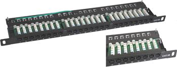 UTP 0,5U Patch panel S-line 24 port Cat.5E Black