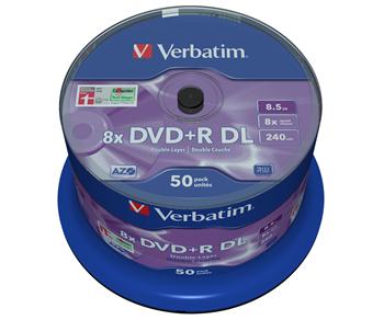 VERBATIM DVD+R DL AZO 8,5GB, 8x, spindle 50 ks