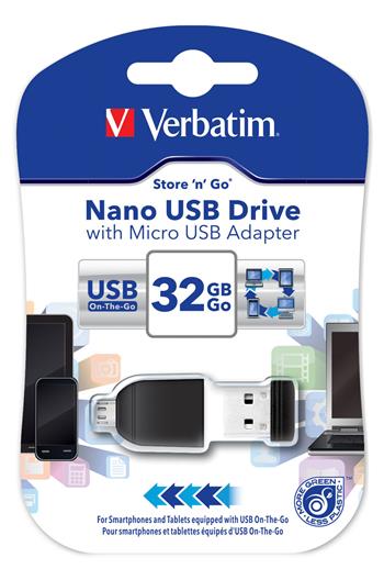 VERBATIM Store 'n' Stay NANO 32GB USB 2.0 + OTG adapter černá
