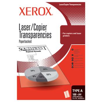 Xerox transparentní fólie pro mono kopírky a laser tiskárny (s podloženým papírem - delší strana)